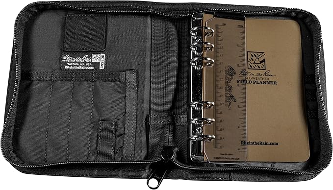 Rite in the Rain Weatherproof Starter Field Planner Kit, Black CORDURA fabric Cover, 1" Ring Binder, Ruler / Writing Guard (No. 9250B)