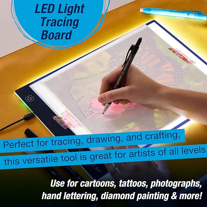 Faber-Castell LED Light Tracing Board: Adjustable Light Up Drawing Board, LED Drawing Pad, Tracing Light Box, Light Pad & Board for Artists, Hobbyists & Adults
