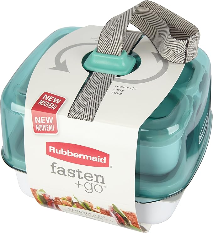 Rubbermaid Fasten + Go Sandwich Kit, Sea Foam Green, 4-Piece Set
