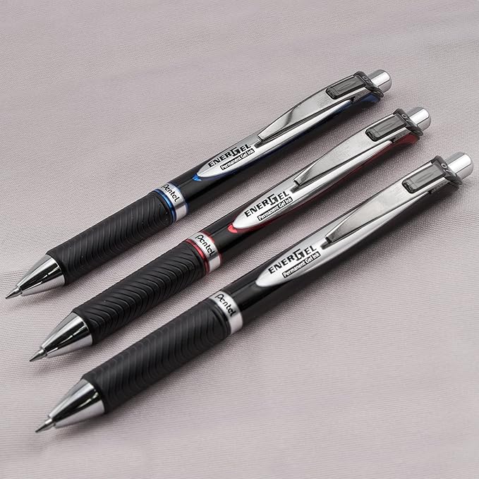 Pentel EnerGel PRO Permanent Gel Pen, (0.7mm), Medium Line, Archival and Water-Proof, Black Ink, Pack of 2 (BLP77BP2A)