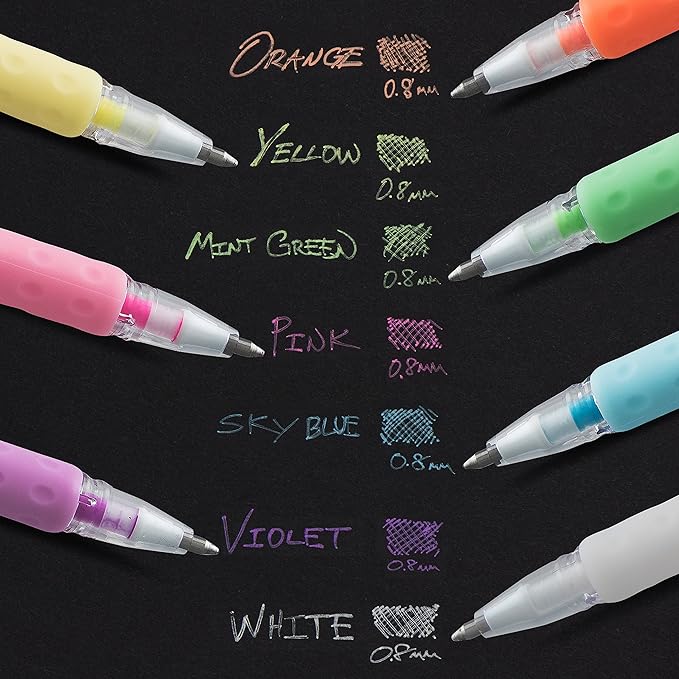 Pentel Arts Milky Pop Pastel Gel Pen, 0.8mm Medium Line, Assorted Colors, Pack of 8 (K98PABP8M)