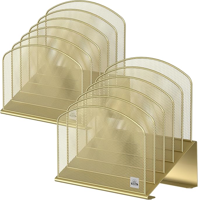 Inclined Desk File Organizer,Vertical File Folder Holder Stand Metal Rack File Sorter for Office Classroom Desktop Organization
