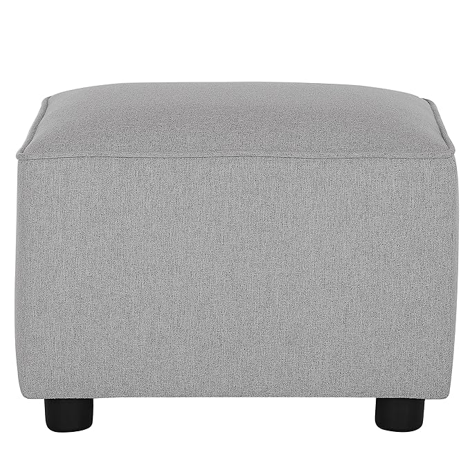 Evolur Holland Upholstered Ottoman in Light Grey, Foot Rest Stool for Nursing Moms, Tool-Free Assembly, Made for Every Décor