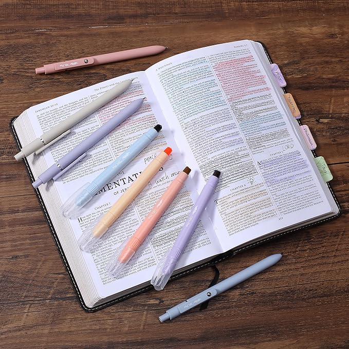 Mr. Pen- Gel Highlighters and Pens, 8 Pack, Pastel Barrel, No Bleed Through, Bible Journaling Kit