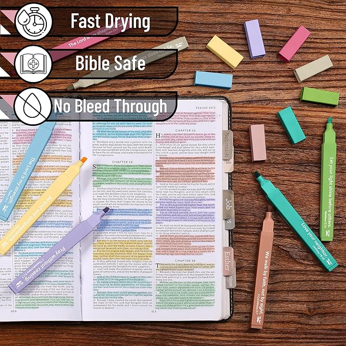 Mr. Pen- Bible Highlighters with Bible Verses, 8 Pack, Assorted Colors, Aesthetic Highlighters, Markers No Bleed Through