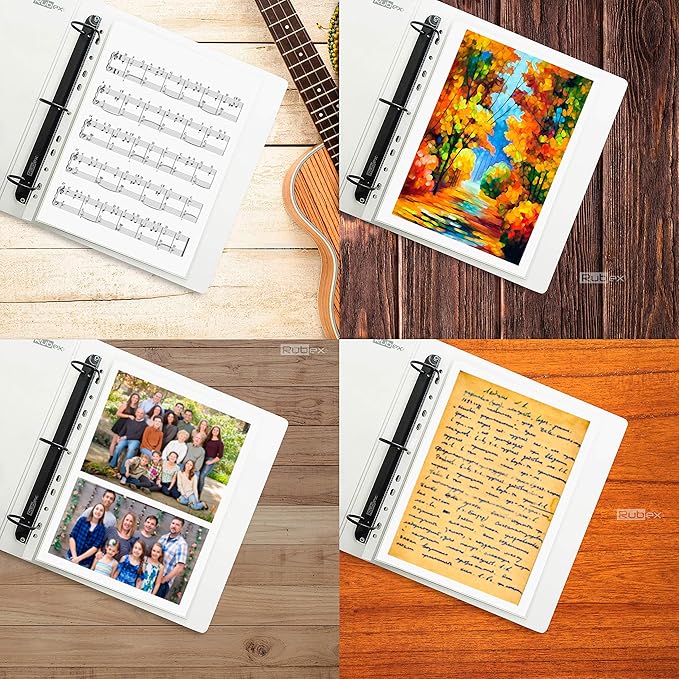 Rubex Sheet Protectors 8.5 x 11 inch Clear Page Protectors Plastic Sleeves Reinforced 11 Hole fit for 3 Ring Binder Top Loading 9.25 x 11.25 inch (50 Sheets)