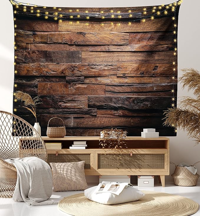 Ambesonne Chocolate Tapestry, Rough Dark Timber Texture Image Rustic Country Theme Hardwood Carpentry, Fabric Wall Hanging Decor for Bedroom Living Room Dorm, 45" X 30", Brown Dark Brown