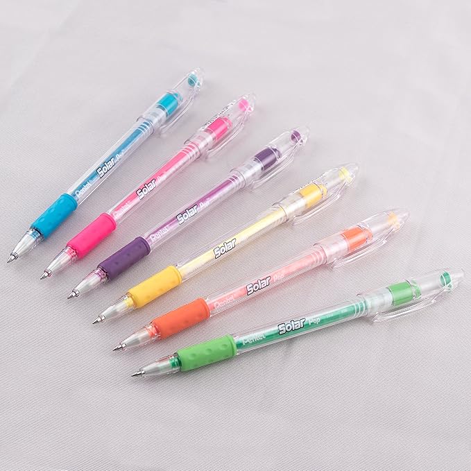 Pentel Solar Pop Neon Gel Pen, 0.6mm Fine Line, Assorted Colors, Pack of 4 (K96BP4M)