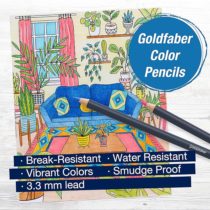 Faber-Castell Color by Number Wall Art: Plant Room - Adult Arts and Crafts, Colored Pencils for Adult Coloring, Color by Number for Adults