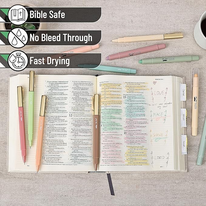 Mr. Pen- Aesthetic Gel Highlighters and Pens No Bleed, 12 Pack, Pastel Colors Bible Highlighters and Pens No Bleed