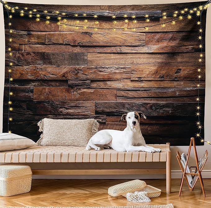 Ambesonne Chocolate Tapestry, Rough Dark Timber Texture Image Rustic Country Theme Hardwood Carpentry, Fabric Wall Hanging Decor for Bedroom Living Room Dorm, 45" X 30", Brown Dark Brown